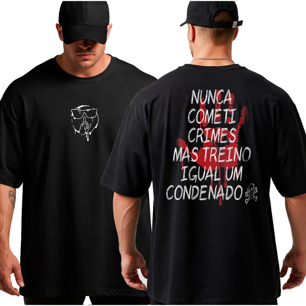 [Camiseta Premium em Algodão Puro]VOR Camiseta Camisa Oversized Top para Academia Musculação Treino Condenado Streetwear