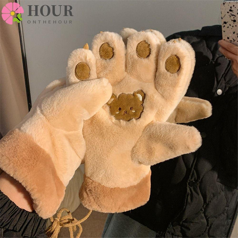 Luvas De Pelúcia HOUR , À Prova De Vento De Dedo Inteiro De Lã Macia De Inverno Quente Espessada HVEN
