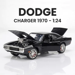 Carrinho Miniatura Velozes Furiosos 1970 Dodge Charger R/t 21cm 1:24 Luz e Som - Coleção Diecast em Metal