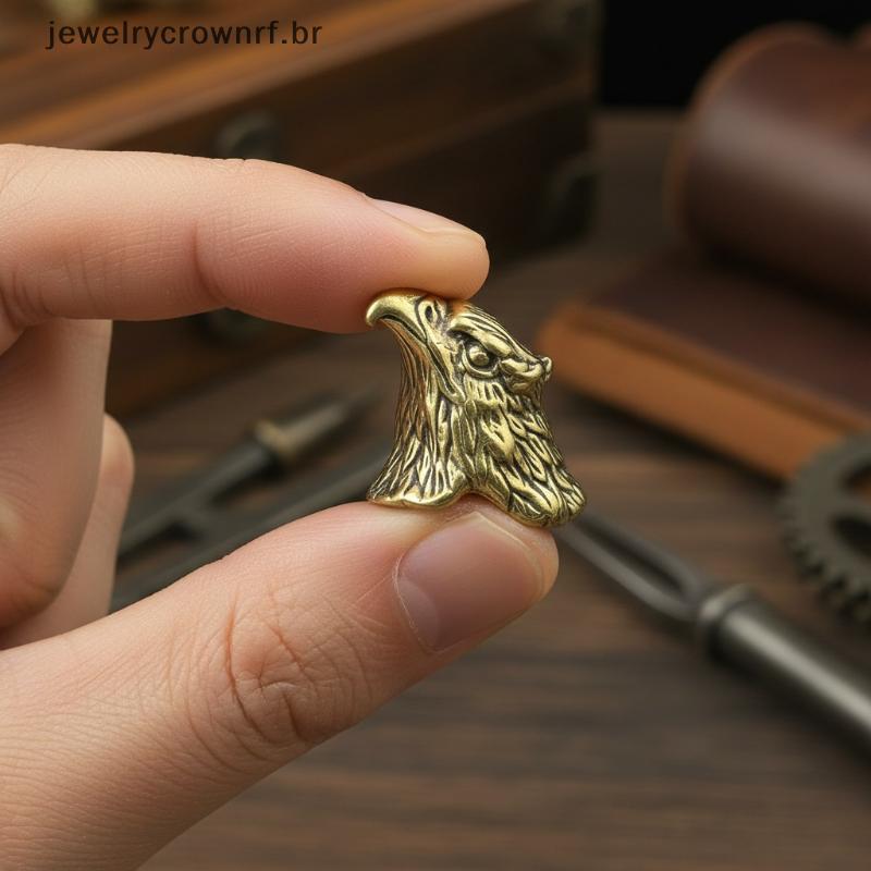 Vintage Latão 3D Águia Cabeça Paracord Contas Cordão Charme Chaveiro Decoração Para DIY Artesanato Projetos De Tecelagem