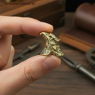 Vintage Latão 3D Águia Cabeça Paracord Contas Cordão Charme Chaveiro Decoração Para DIY Artesanato Projetos De Tecelagem
