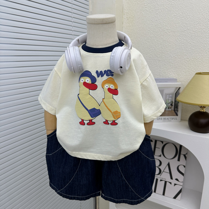 Meninos verão camiseta de manga curta 2025 novo estilo crianças dos desenhos animados impresso meia manga meninos verão 
