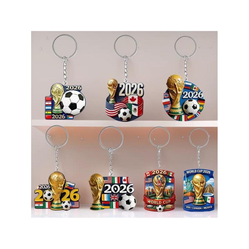 2026 Megamo Copa do Mundo Acrílico Chaveiro Hercules Cup Bolsa de Futebol Pingente Fã Presente Comemorativo
