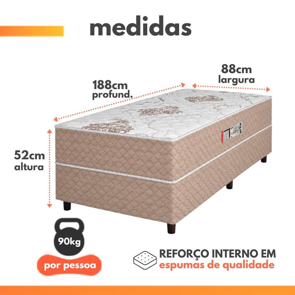 Cama Box Solteiro Conjugada Ortopédico Alpha Espuma 88x188x52cm Bege / Branco Hellen · foto 2