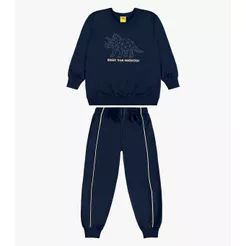Conjunto Blusão e Calça Moletom Rovi Kids Azul