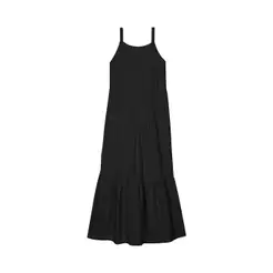 Vestido Feminino Longo Com Franzidos Marialícia Preto