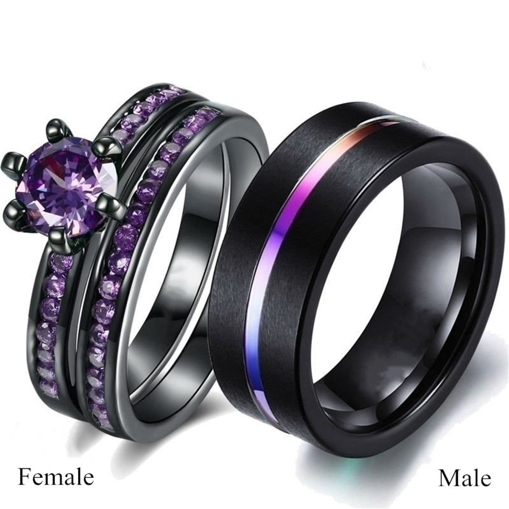 Anel de casal conjunto de anel de casal anel feminino redondo diamante seis garras anel de moda