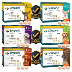 3 Compr. Simparic Antipugas Carrapatos E Sarnas Cães