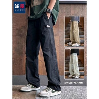Calças casuais pretas masculinas soltas verão macacão reto masculino