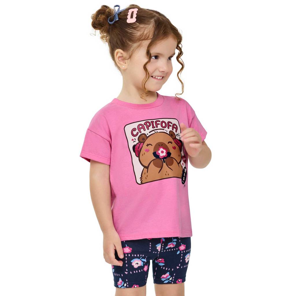 Conjunto Infantil Menina Capivara Elian Rosa