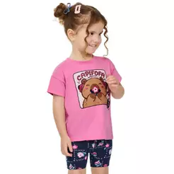Conjunto Infantil Menina Capivara Elian Rosa