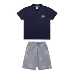 Conjunto Polo Infantil Menino Coqueiros Elian Azul