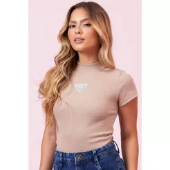 Blusa Feminina Com Aplique de Metal Planet Girls Bege Médio