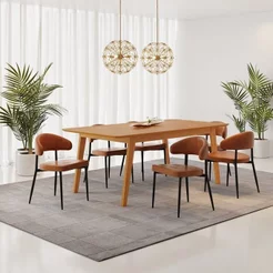Conjunto Sala de Jantar Mesa 6 Cadeiras Industrial Madeira Maciça MDF Elegance Bless Yescasa Marrom Marrom/Whiskey