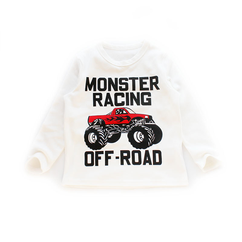 Comércio exterior roupas infantis meninos americano selvagem carro de corrida camiseta crianças outono camisa de fundo b