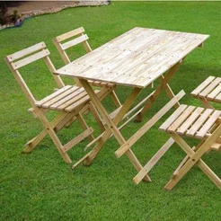 Conjunto Mesa 4 Cadeiras Dobráveis 120cm x 60cm Espresso Móveis Bege