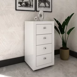 Gaveteiro 4 Gavetas ME4133 Branco Branco