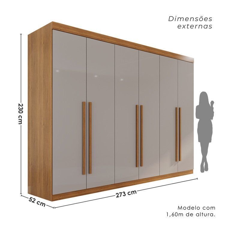 Guarda Roupa Casal 6 Portas 6 Gavetas Gramado 100% MDF Marrom/Cinamomo/Off White Cinamomo/Off White · foto 2