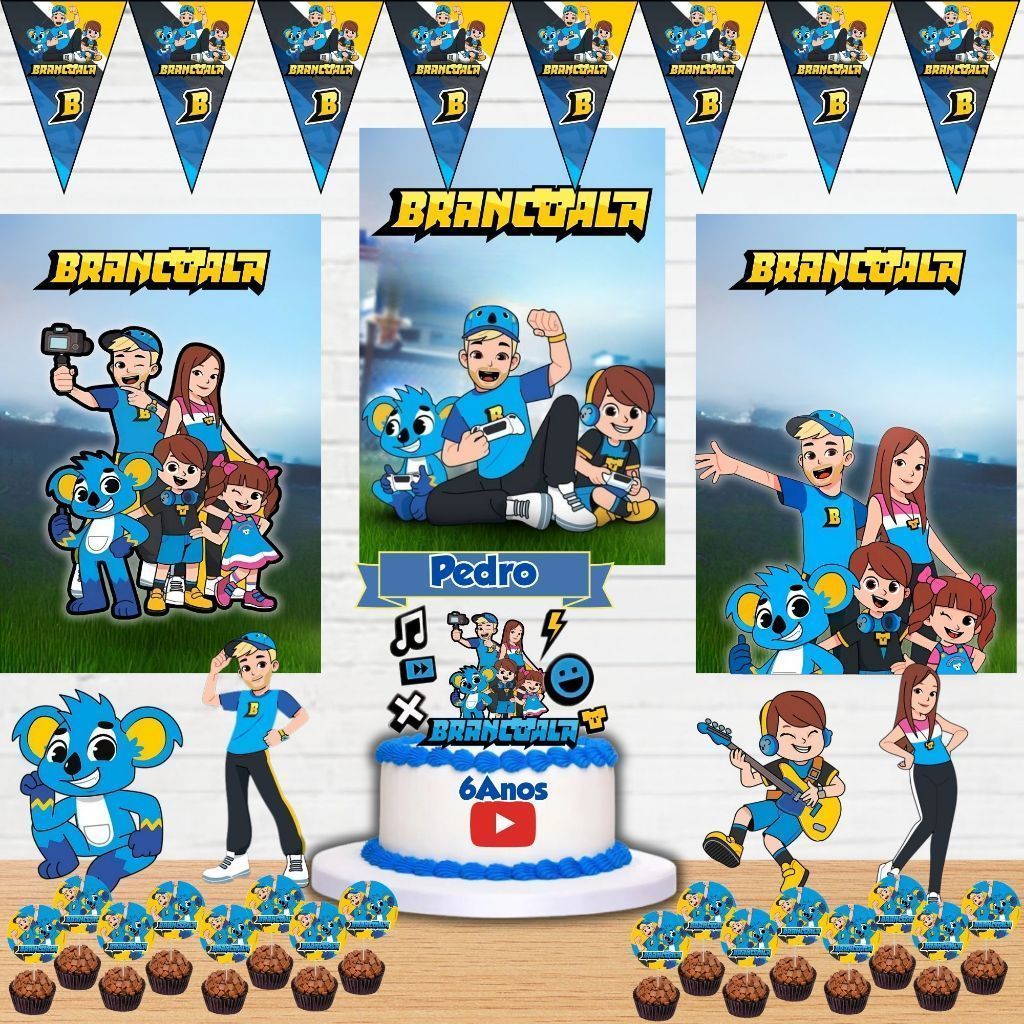 Kit Só Um Bolinho Tema Brancoala - A Festa Perfeita! - Kit Pronto Festa em Casa Tema Brancoala