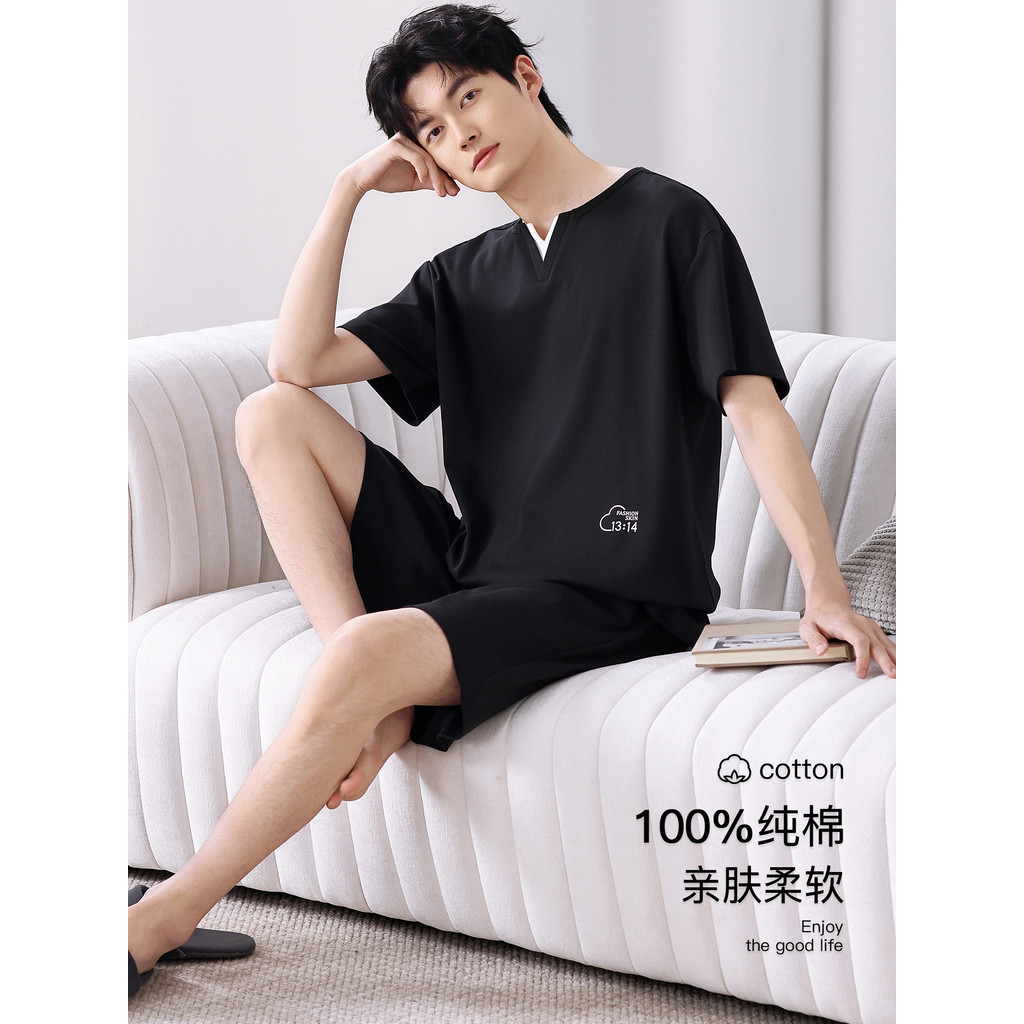 Fenteng Ke'an pijamas masculinos verão 100% algodão Shorts de manga curta 2026 novo estilo tamanho grande estilo fino te