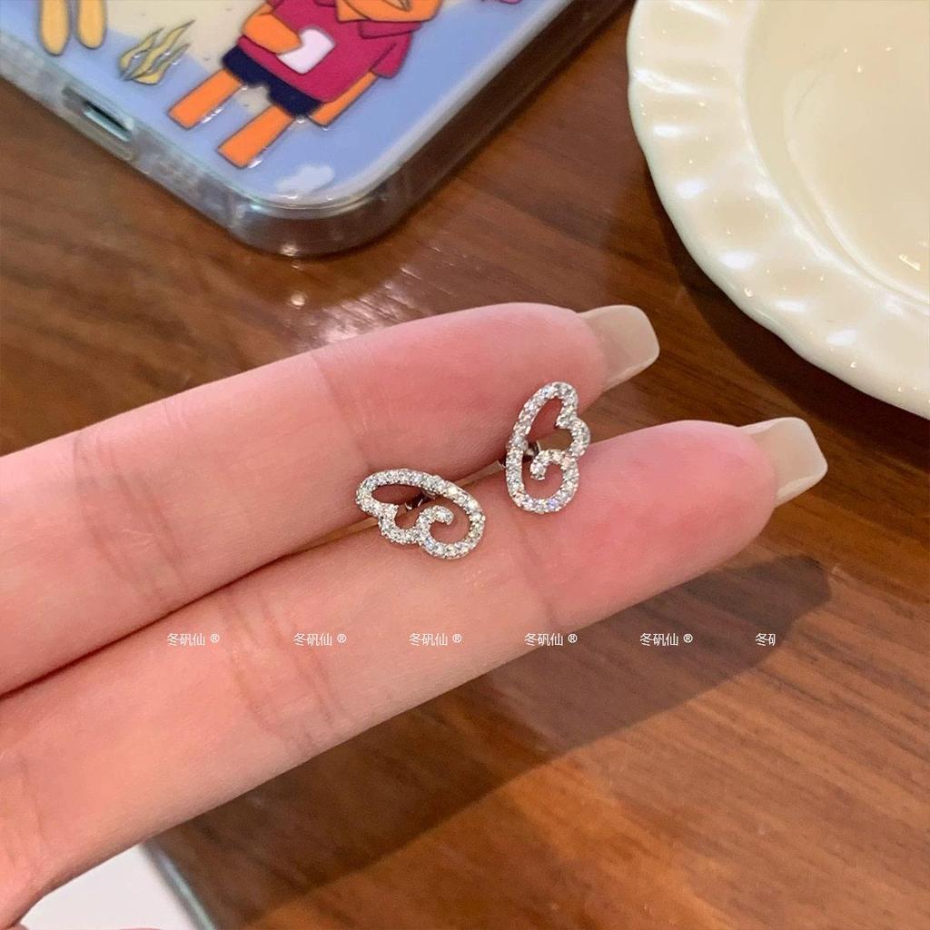 Diamante cheio bonito pequenas asas brincos de aço titânio feminino doce requintado Design exclusivo All-Match moda brin