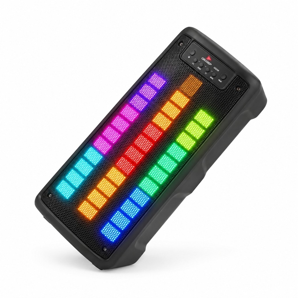 Caixa De Som Grande Bluetooth Amplificada Led RGB Rítmico Tecnologia TWS Modelo Torre Conexão USB
