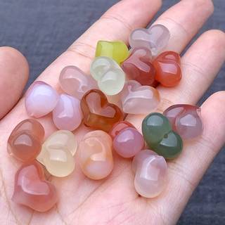 Fonte de sal Natural ágata através do furo pêssego acessórios pingente carmesim DIY pulseira frisada em forma de coração