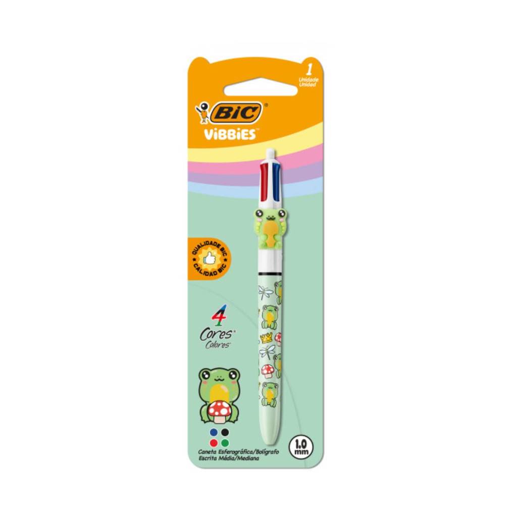 Caneta esferográfica 1.0 retrátil Vibbies Sapo 4 cores Bic