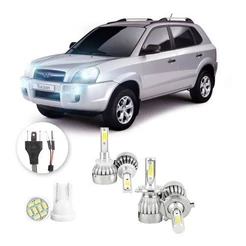 Lâmpadas Ultra Led Hyundai Tucson 20000lm Alto Baixo e Milha + Pingo Led