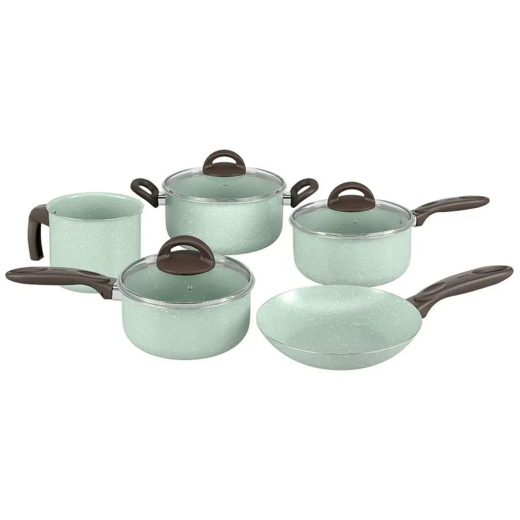 Jogo de Panelas Brinox Antiaderente Ceramic Life 5 Peças Suprema Verde