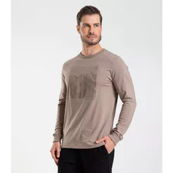 Camiseta Manga Longa Meia Malha Diametro Marrom