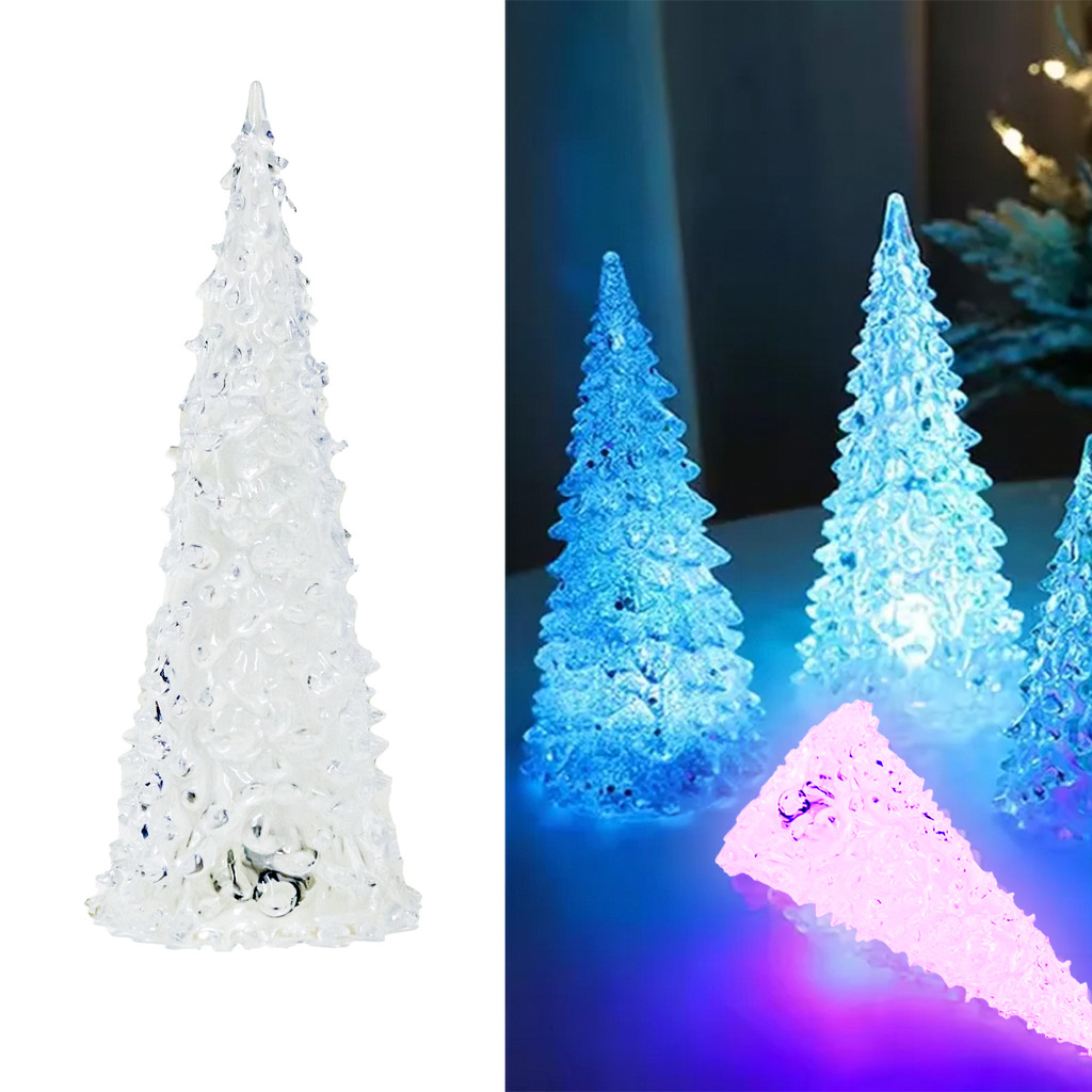 Mini Árvore LED Natal Acrílico 22cm Ilumina e Muda Cor
