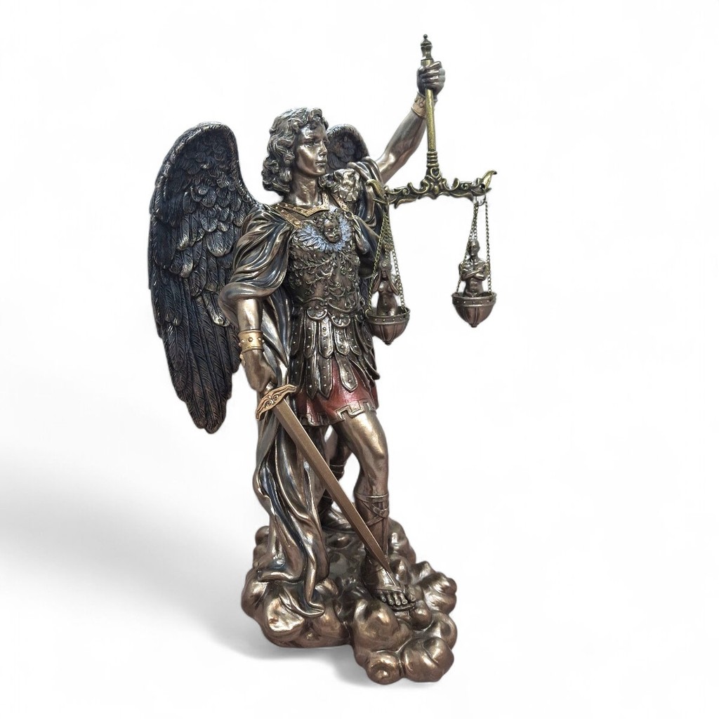 Imagem São Miguel Arcanjo em Bronze Balança da Justiça 28 cm