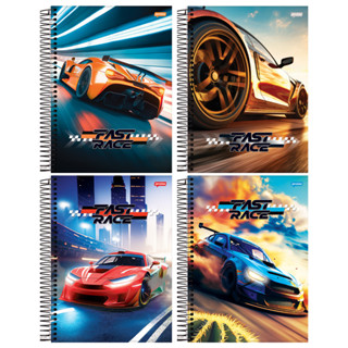 Kit 4 Cadernos Universitário Fast Race Capa Dura 1 Matéria 80 Folhas 20x27cm - Jandaia em Oferta na Shopee