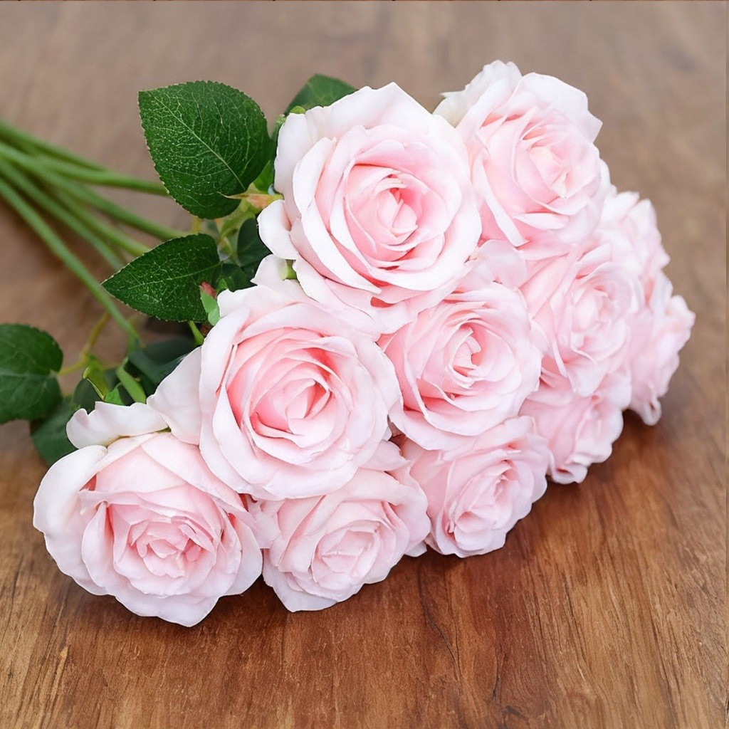 10 Rosas Artificial Cor De Rosa Aveludada Individual Dia Das Mães Decoração Arranjo Flor em Oferta na Shopee