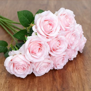 10 Rosas Artificial Cor De Rosa Aveludada Individual Dia Das Mães Decoração Arranjo Flor em Oferta na Shopee