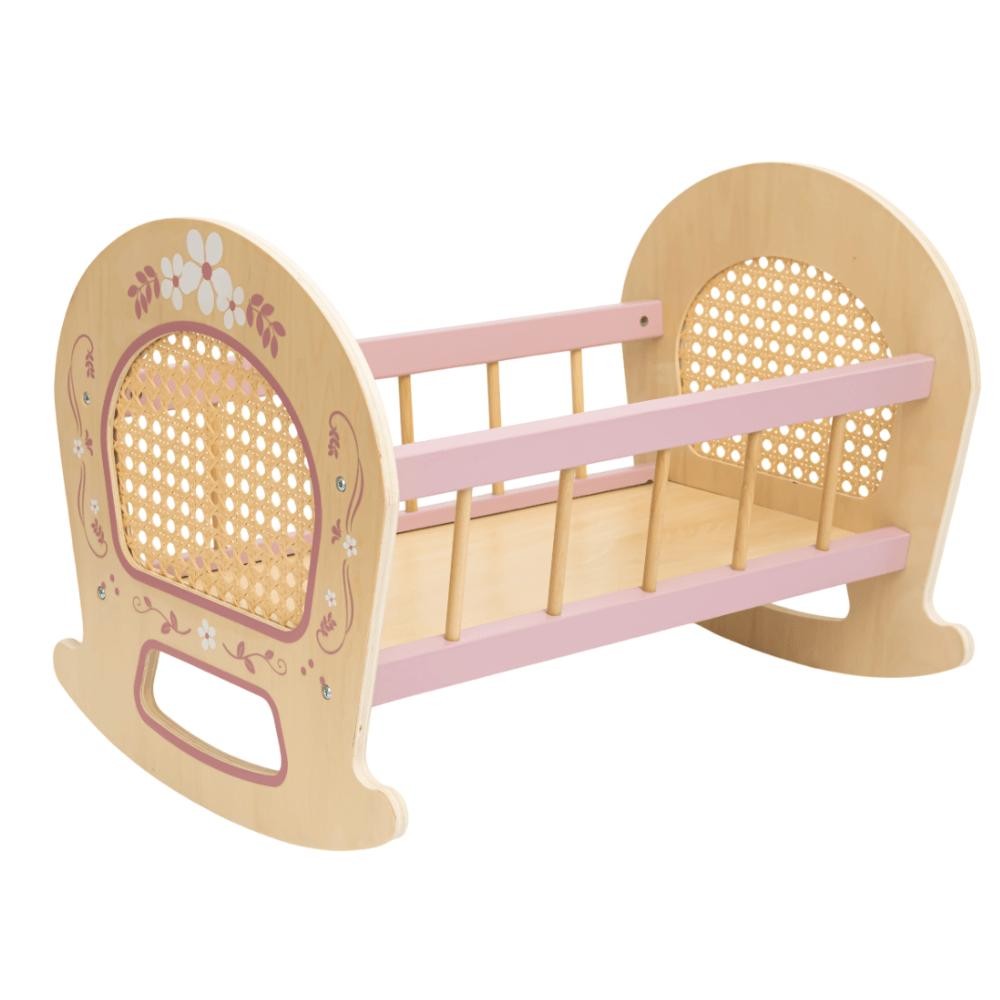 Brinquedo De Madeira Berço Para Boneca Com Palha Rosa Büp Baby em Oferta na Shopee