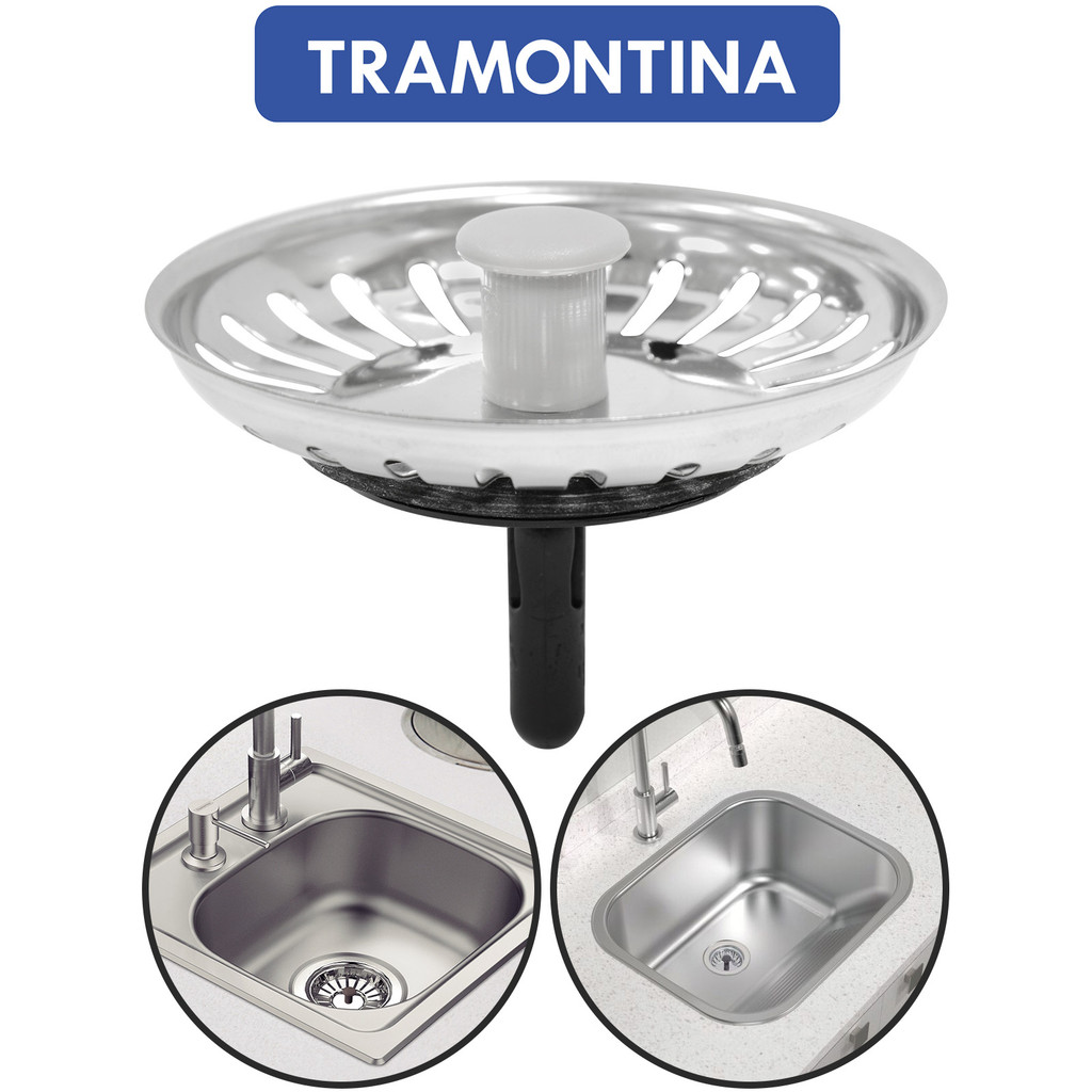 Tampa Ralo De Pia Cuba Válvula 4 1/2 Em Aço Inox Original Tramontina P/ Cozinha E Tanque	 em Oferta na Shopee