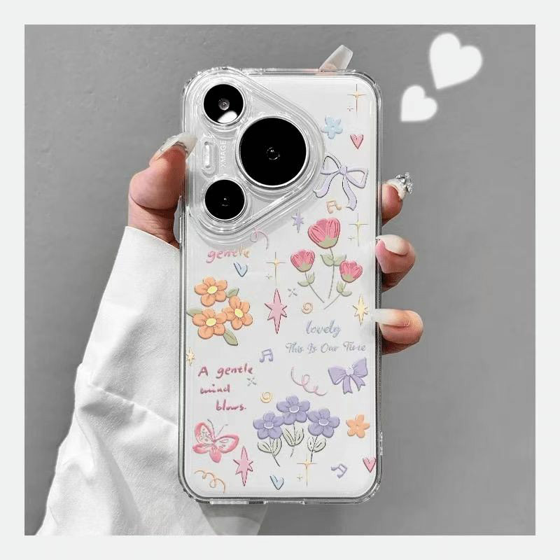 Capinha Capa Material transparente TPU Flores coloridas Samsung A04 A05 A15 A23 A32 A34 A35 A50 A52 A55 A72