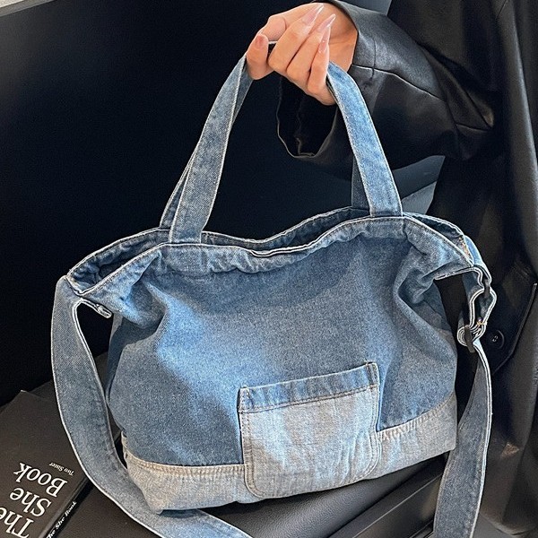Bolsa jeans de grande capacidade feminina novo estilo bolsa Tote bolsa de ombro bolsa de lona