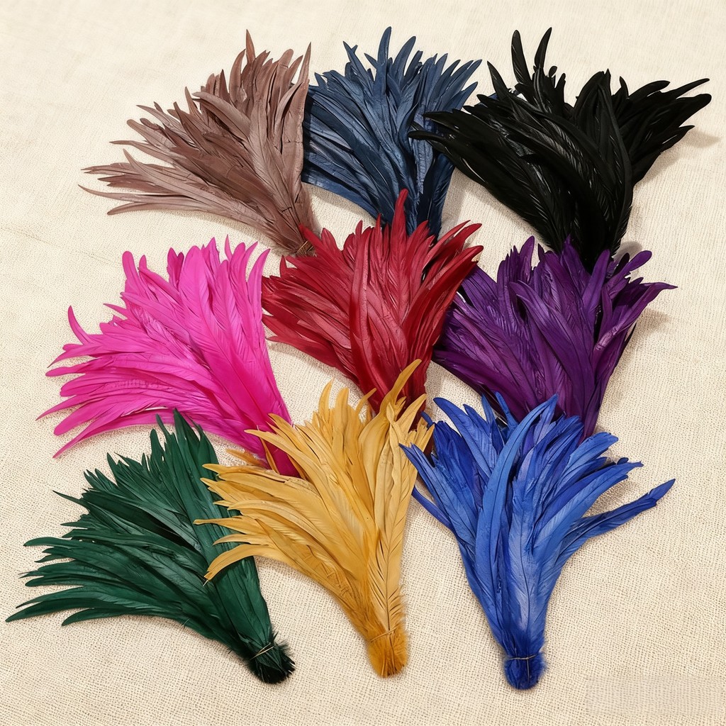 100 Peças 25-40cm Penas Reais De Cauda De Galo Para Cocar De Carnaval , Decorações De Festa De Casamento , Costura De Ro