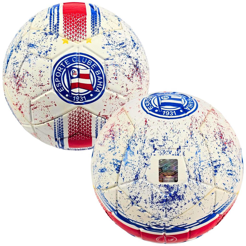 Bola Futebol Bahia EC para Campo, Society Oficial N° 5 Branca e Vermelha Dualt