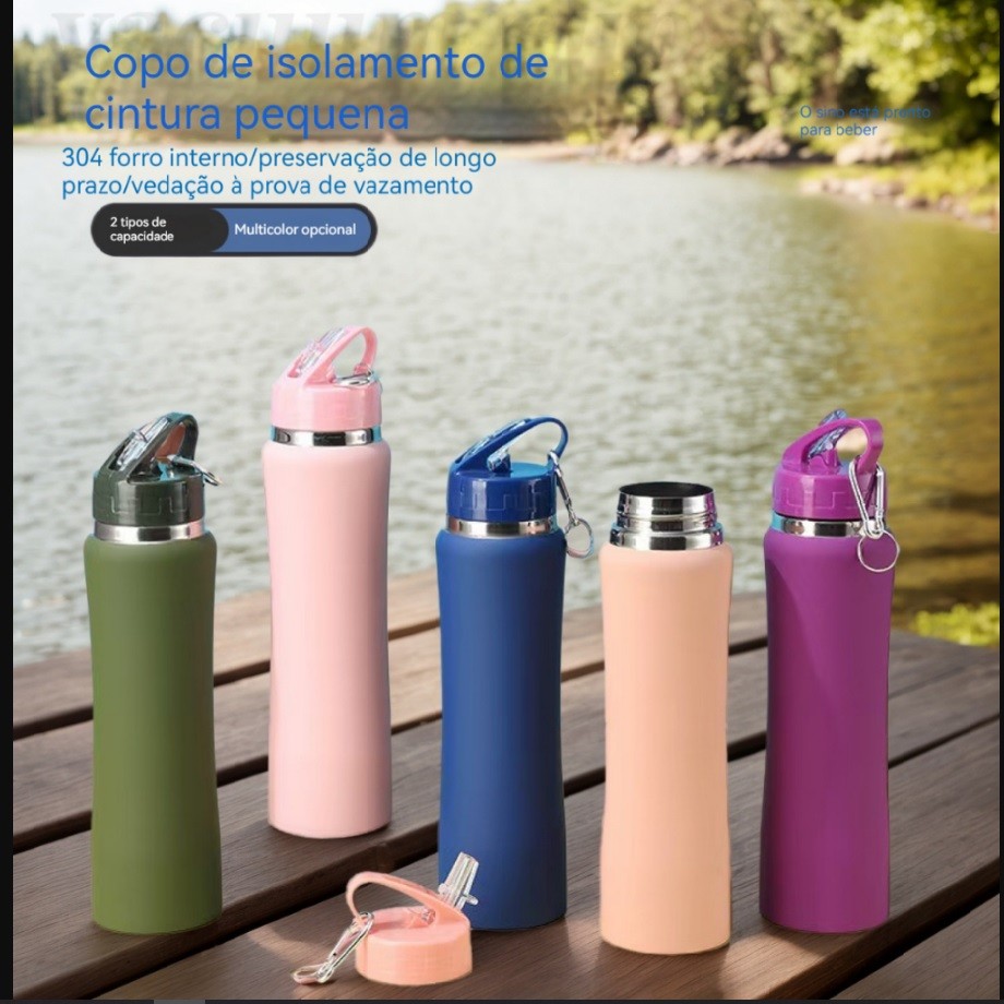 Garrafa Térmica Inox 750ml Portátil Café Chá Água Viagem Esporte Com Bico Segurança