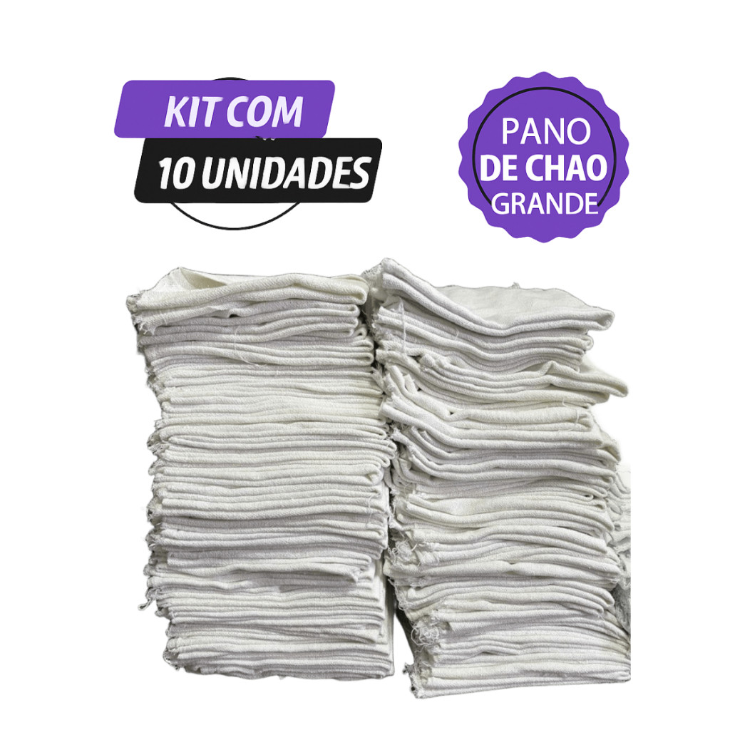 Kit 10 Panos de Chão Reforçados Saco Duplo Alvejado em Oferta na Shopee