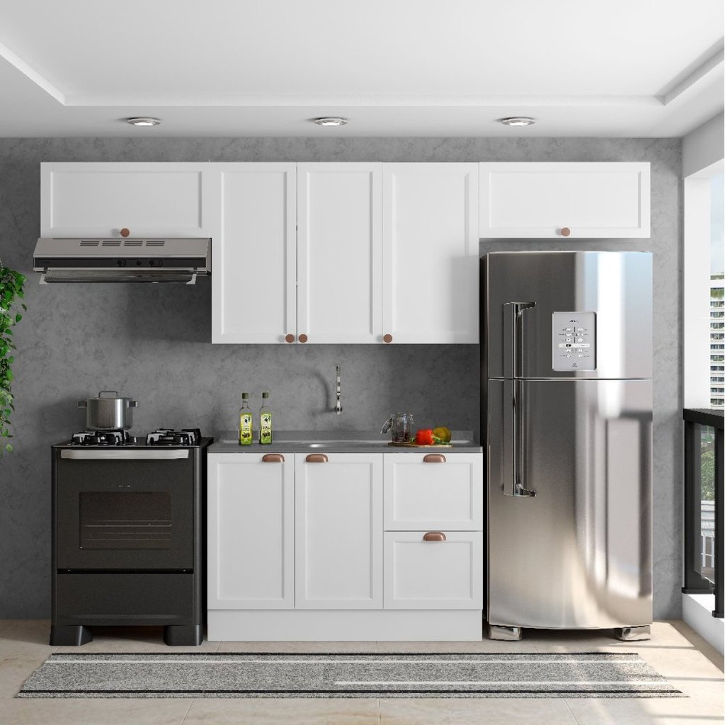 Cozinha Modulada 4 Peças 7 Portas 2 Gavetas com Balcão para Pia Unna Yescasa Não em Oferta na Shopee