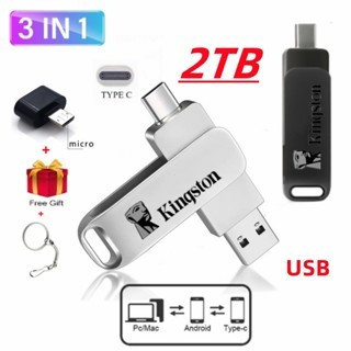 kingston 3.0 2TB Flash Drive 1TB 512GB 256GB 128GB 64GB 32GB Tipo-C USB De Alta Velocidade OTG Android em Oferta na Shopee