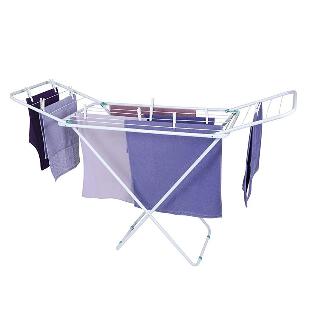 Varal De Chao Secar Roupas Lavanderia Apartamento 1,43m Dobrável Retrátil 16kg c/ Abas Mor em Oferta na Shopee