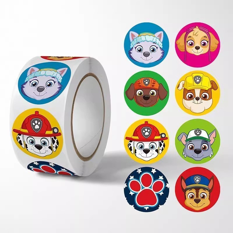 500 Peças/Rolo Adesivos De Recompensa Infantil Paw Patrol-Animal Fofo De Desenho Animado , Redondos Para Elogios , Incen em Oferta na Shopee