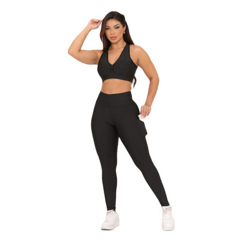 Calça Legging Leg Com Bolsos Suplex Academia Fitness