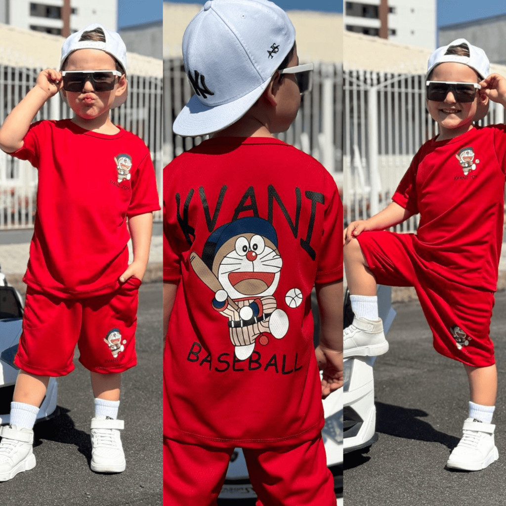 Conjunto com 2 Peças Infantil Masculino - Bermuda + Camisa Fresquinha de Verão Esportivo Futebol